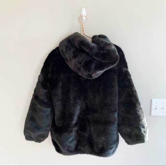 n: PHILANTHROPY Black Faux Fur‎ Full Zip Hooded Coat Jacket New Size Small - Picture 8 of 12